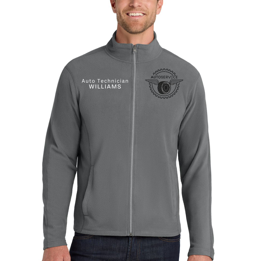 Custom Auto Technician Embroidered Fleece Jacket - Personalized Name Zip-Up Workwear