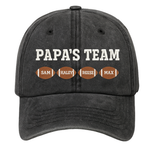 Personalized Papa Team Kids Names Hat | Custom Dad Baseball Cap - view 4, custom embroidered by Intriklo
