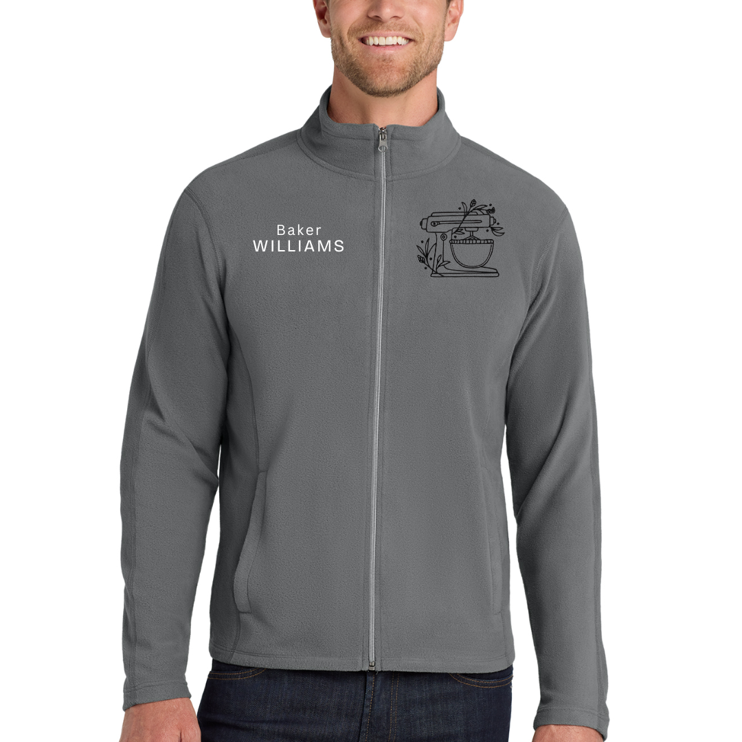 Custom Baker Embroidered Fleece Jacket - Personalized Name Zip-Up Bakery Workwear