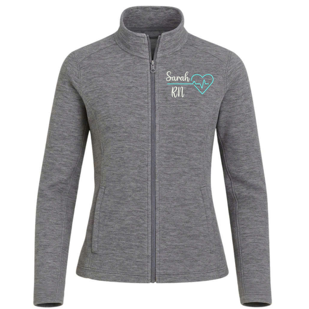 Custom RN Nurse Digi Stripe Zip Up Fleece Jacket - view 3, custom embroidered by Intriklo