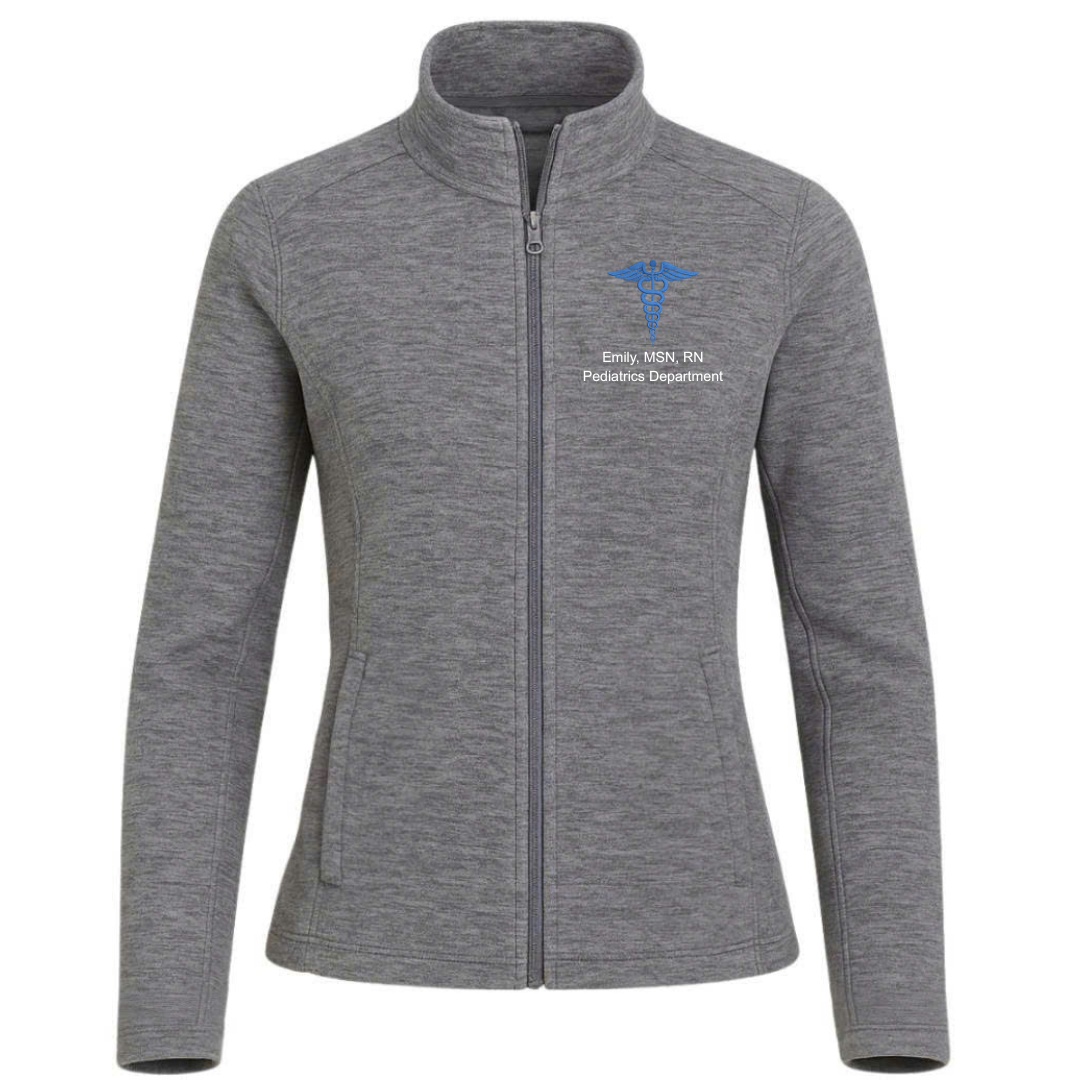 Custom RN Nurse Digi Stripe Fleece Jacket – Zip Up Winter Workwear - view 3, custom embroidered by Intriklo