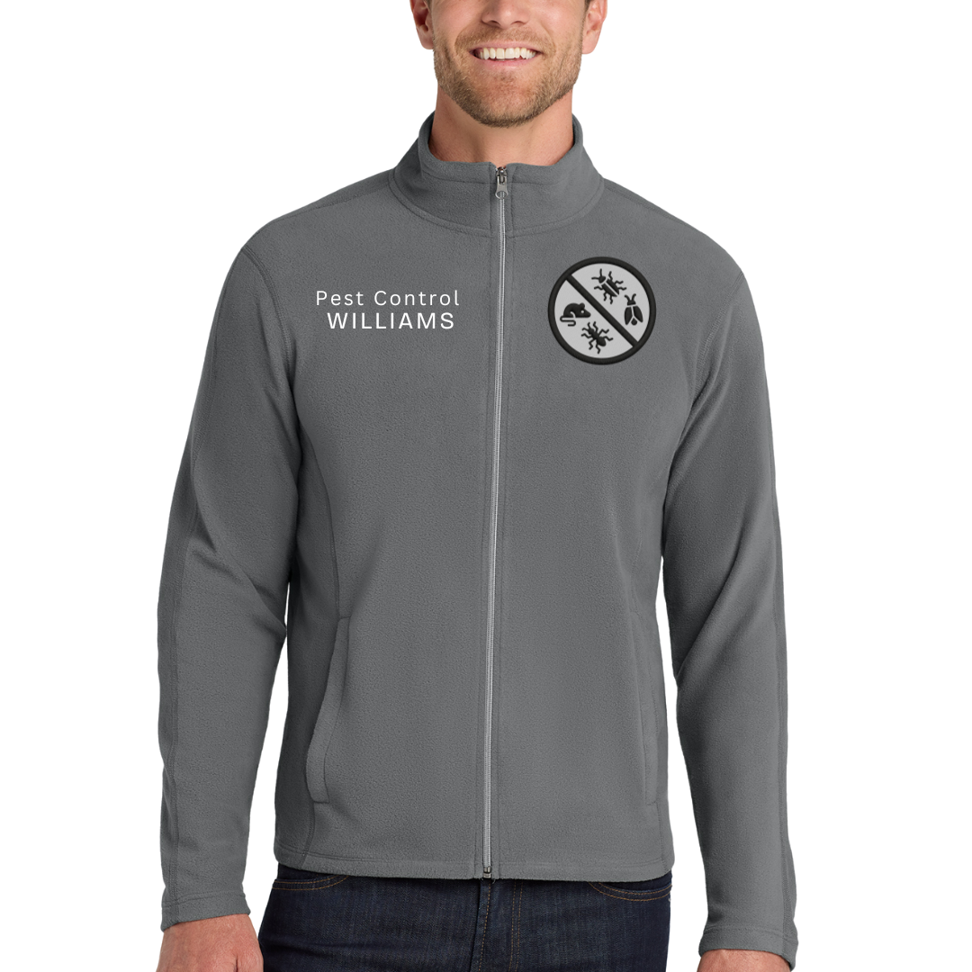 Custom Pest Control Embroidered Fleece Jacket - Personalized Name & Crew Zip-Up Workwear