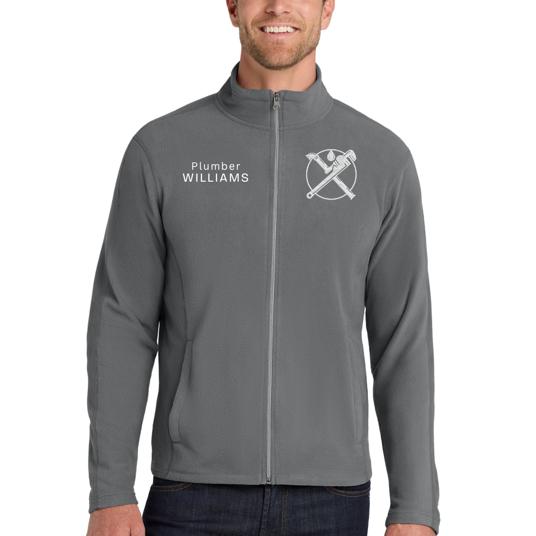 Custom Plumber Embroidered Fleece Jacket - Personalized Name & Crew Zip-Up Workwear