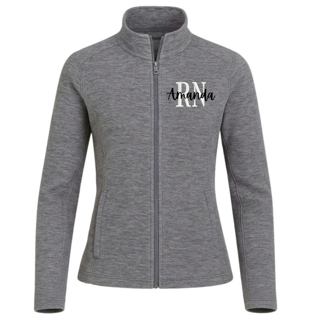 Custom RN Digi Stripe Fleece Jacket for Nurses – Zip Up Workwear - view 3, custom embroidered by Intriklo