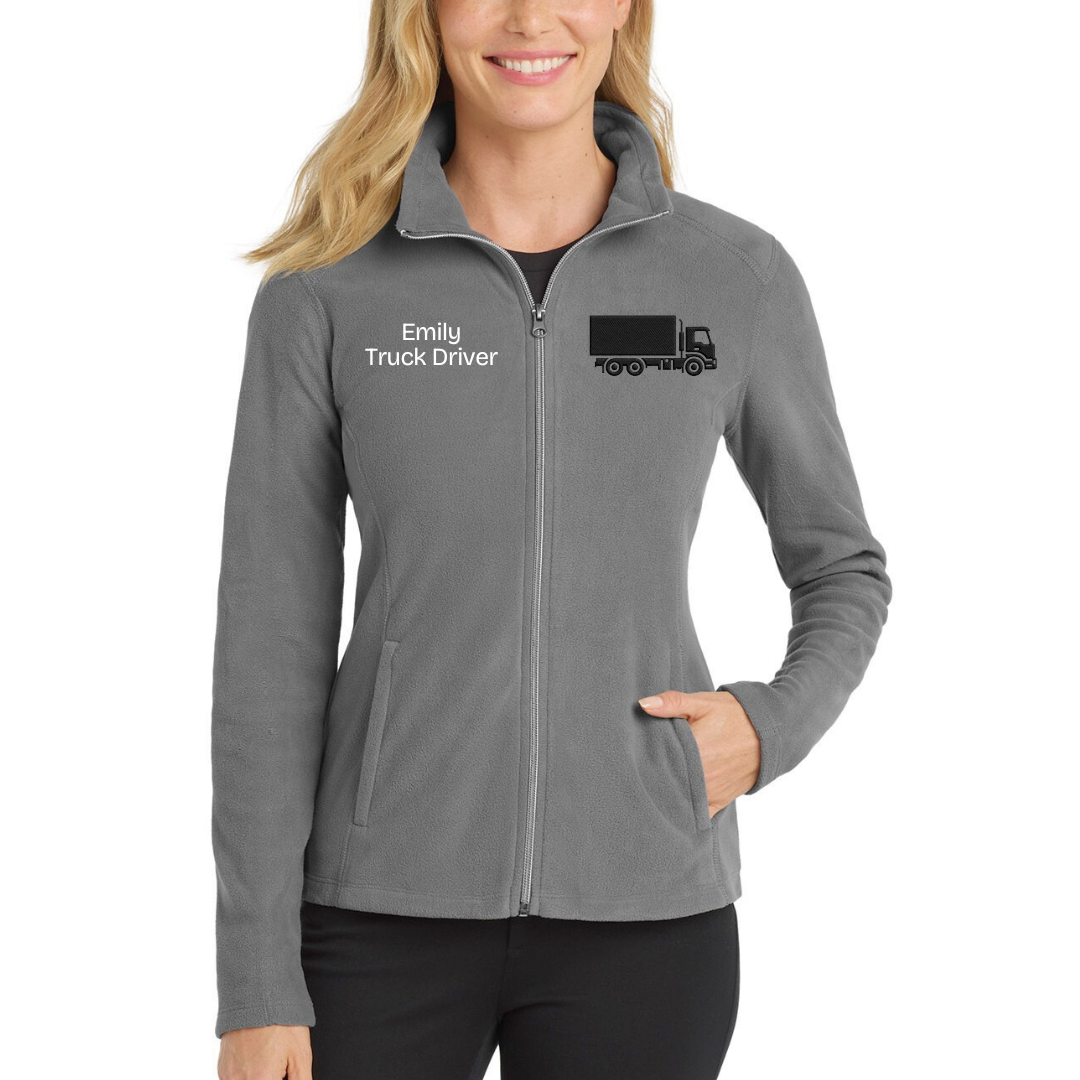 Custom Truck Driver Embroidered Fleece Jacket - Personalized Name Zip-Up Trucker Workwear
