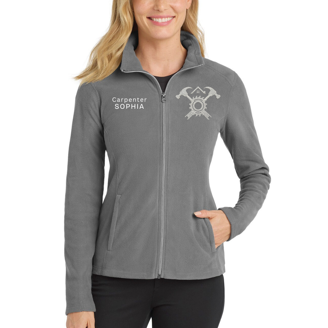 Custom Carpenter Embroidered Fleece Jacket - Personalized Name Zip-Up Workwear
