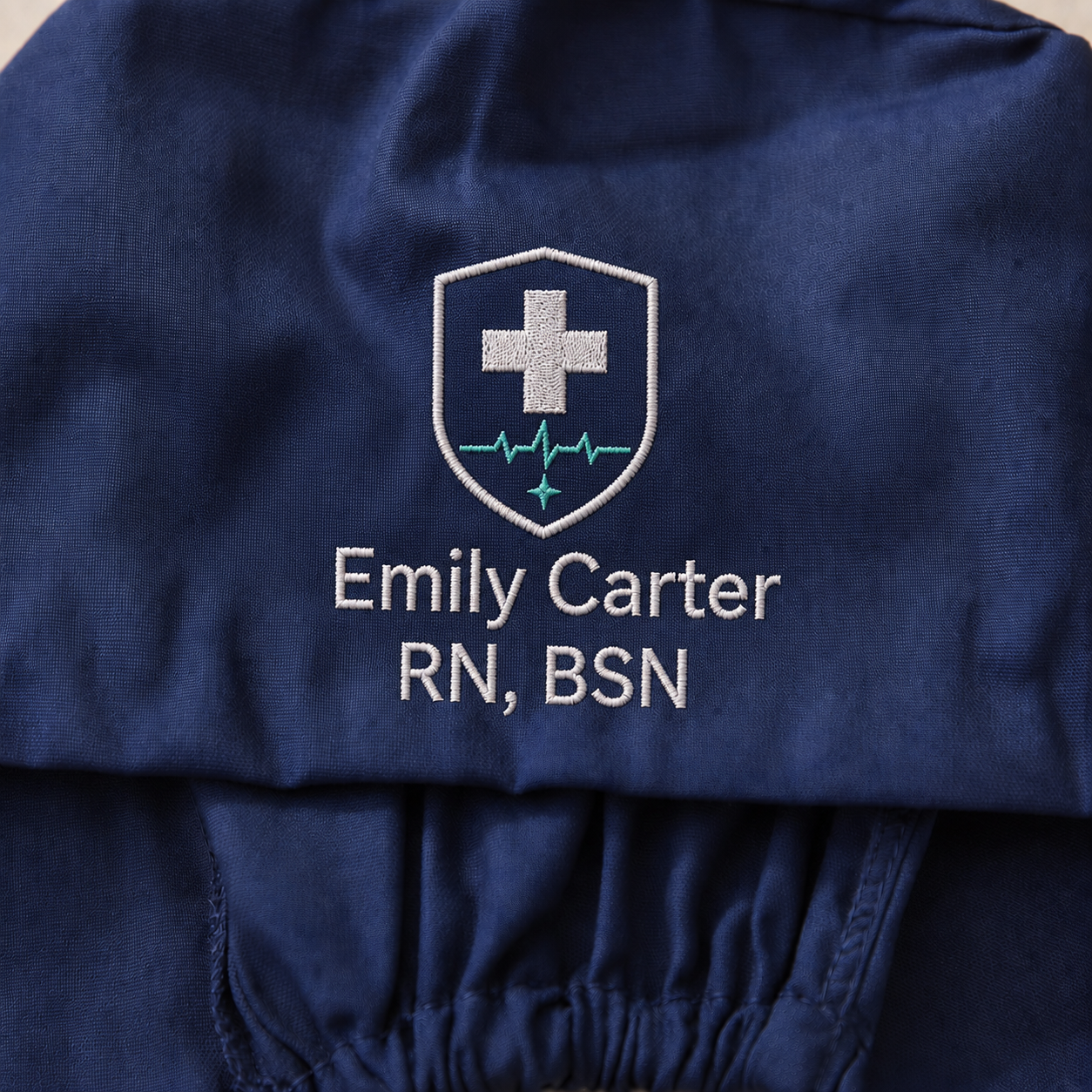 Custom Medical Center Embroidered Ponytail Scrub Cap | Personalized Healthcare Team Cap