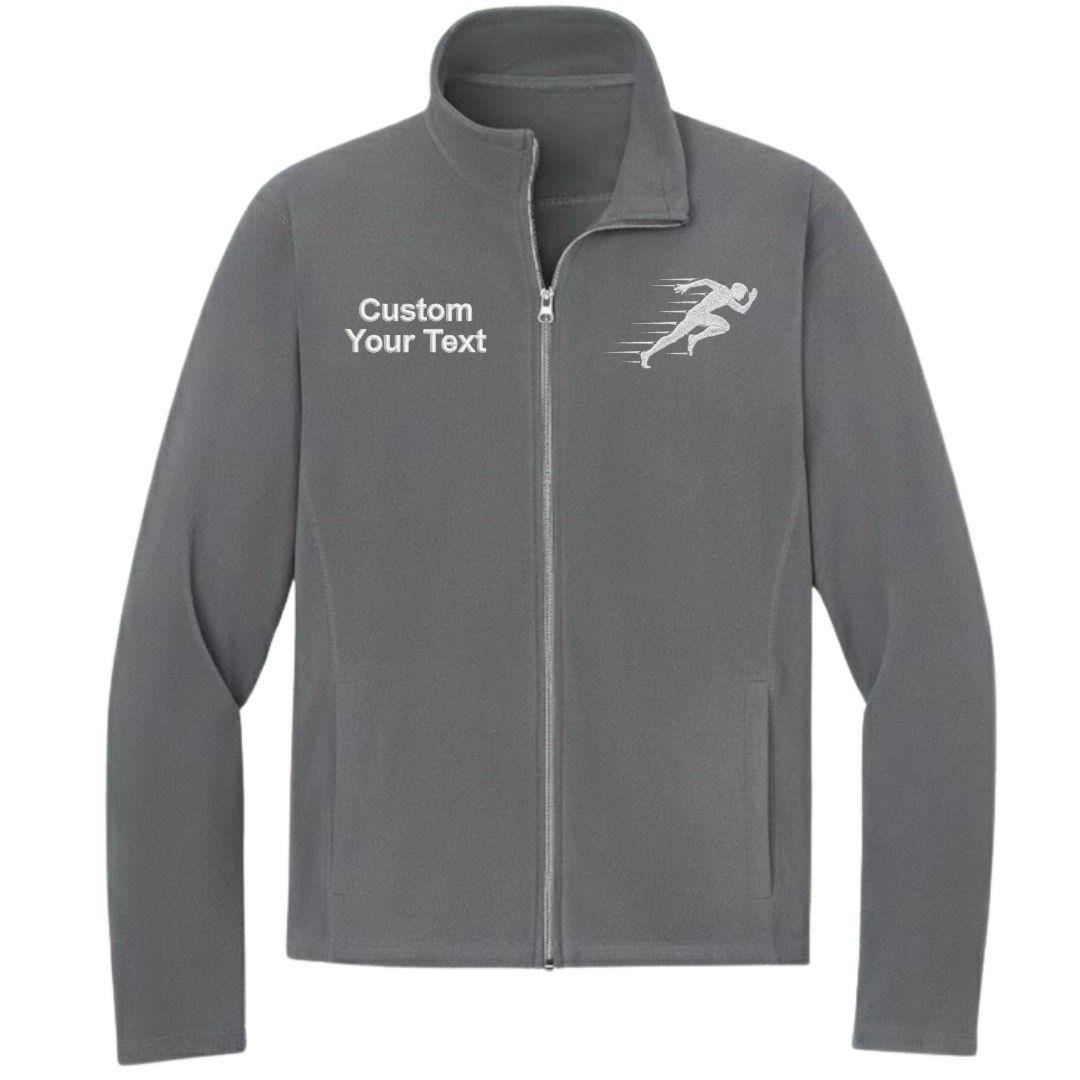 Custom Running Club Embroidered Fleece Jacket - Personalized Runner Name Zip-Up