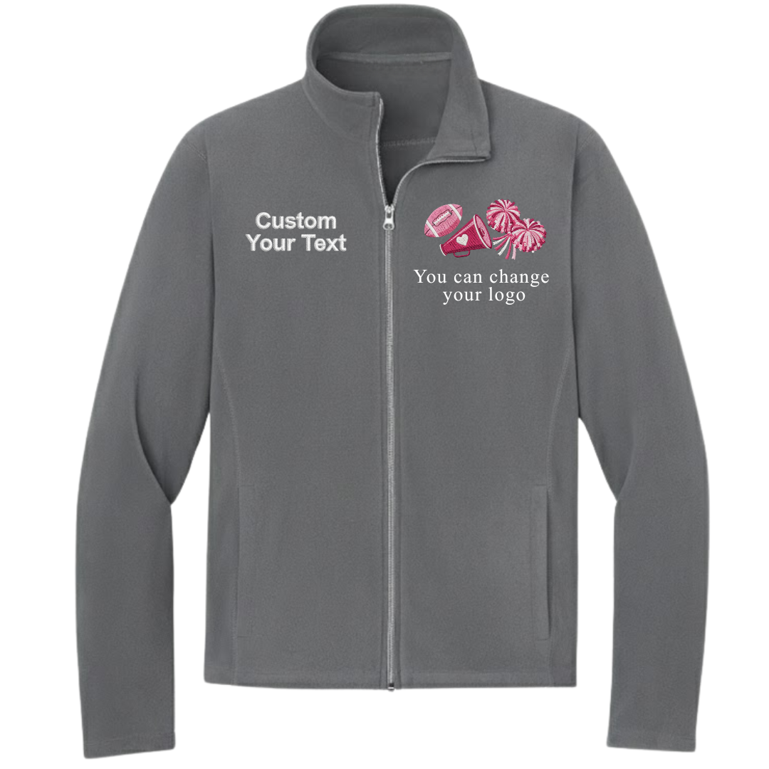 Custom Cheer Coach Embroidered Fleece Jacket - Personalized Name Zip-Up Team Wear