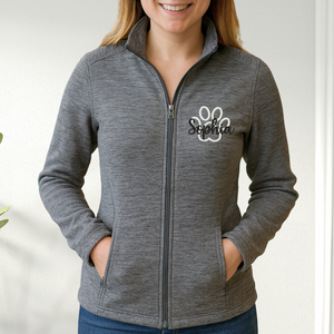 Custom Pet Vet Digi Stripe Fleece Jacket – Personalized Zip Up - detail view, custom embroidered by Intriklo