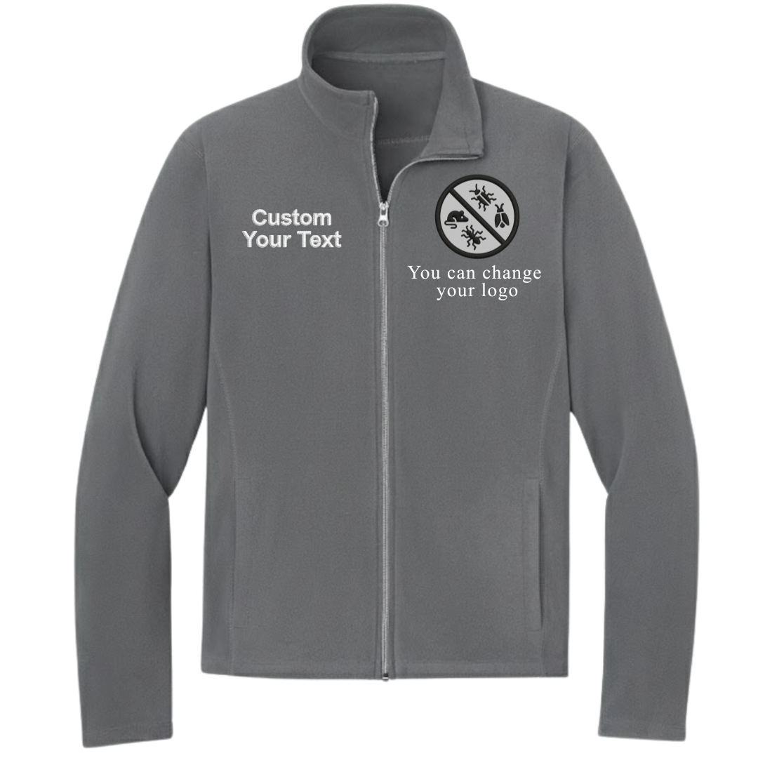 Custom Pest Control Embroidered Fleece Jacket - Personalized Name & Crew Zip-Up Workwear