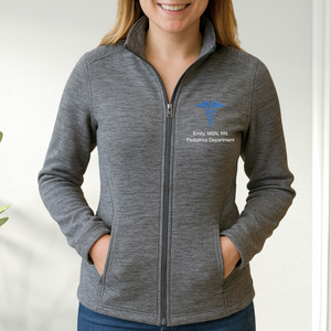 Custom RN Nurse Digi Stripe Fleece Jacket – Zip Up Winter Workwear - detail view, custom embroidered by Intriklo
