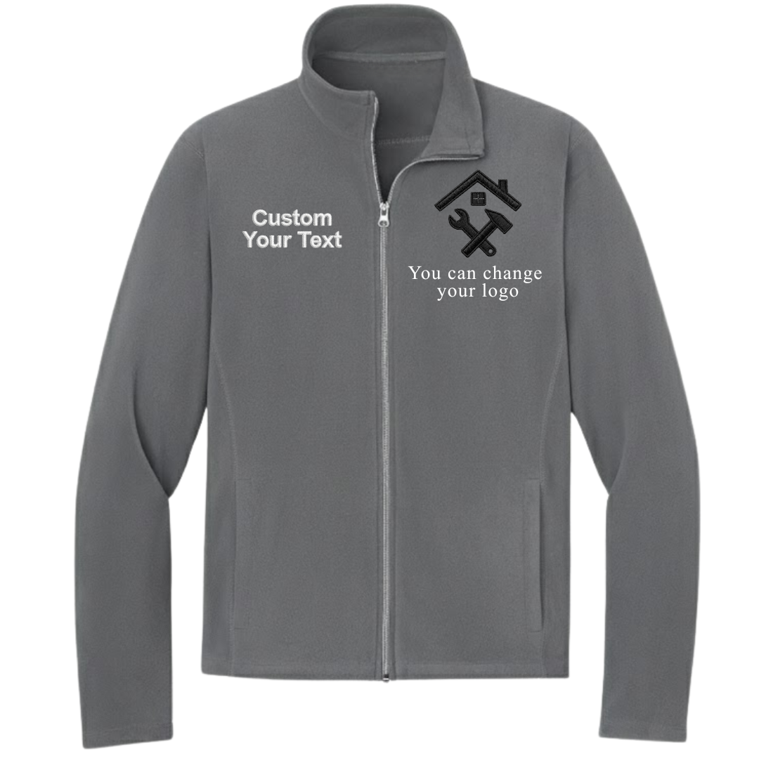 Custom Roofer Embroidered Fleece Jacket - Personalized Name & Crew Zip-Up Workwear