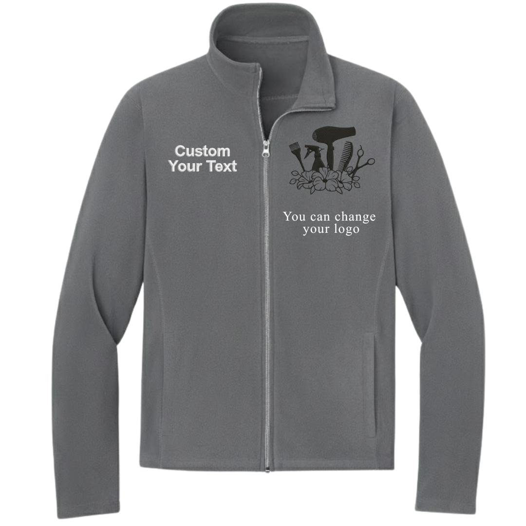 Custom Hair Stylist Embroidered Fleece Jacket - Personalized Name Salon Zip-Up