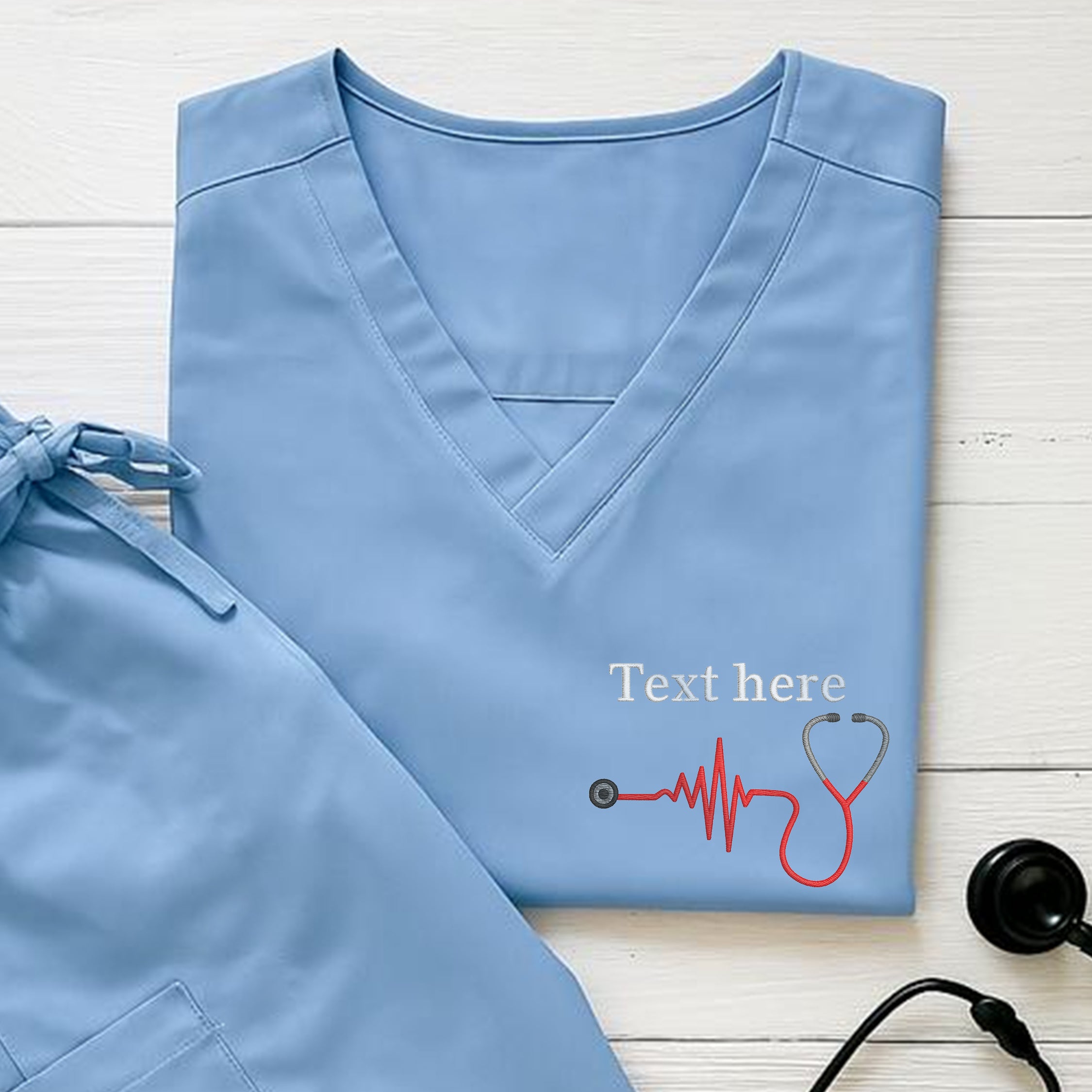 Custom Logo & Text Embroidered Scrubs Set – Medical Uniform 2