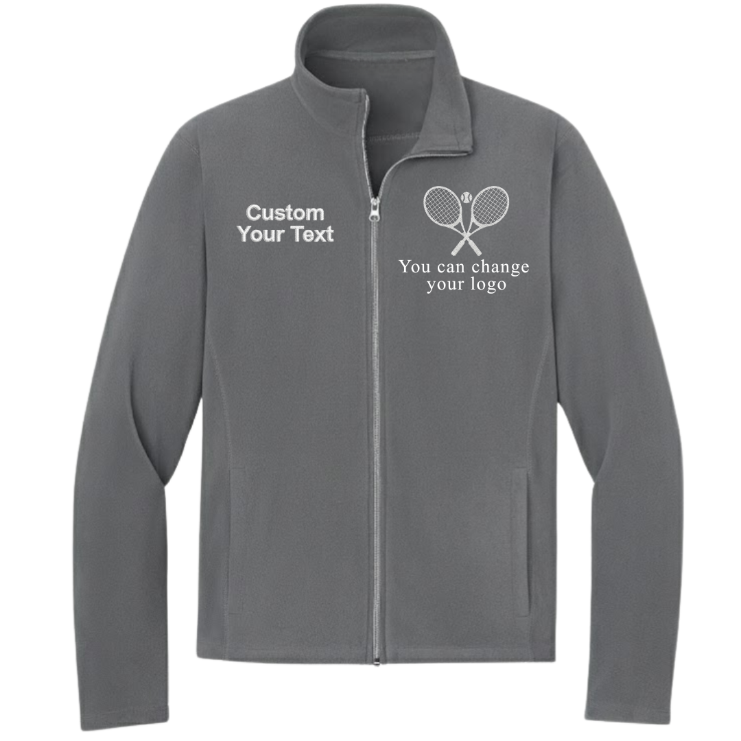 Custom Tennis Club Embroidered Fleece Jacket - Personalized Player Name Zip-Up