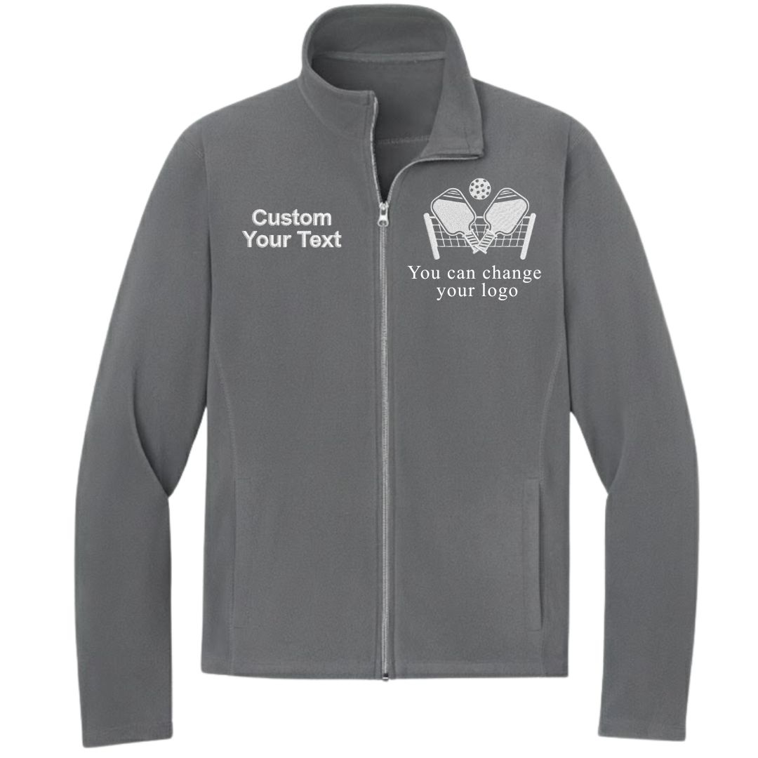 Custom Pickleball Club Embroidered Fleece Jacket - Personalized Player Name Zip-Up