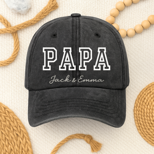 Personalized Embroidered Papa Name Baseball Hat | Custom Dad Cap Gift - view 3, custom embroidered by Intriklo