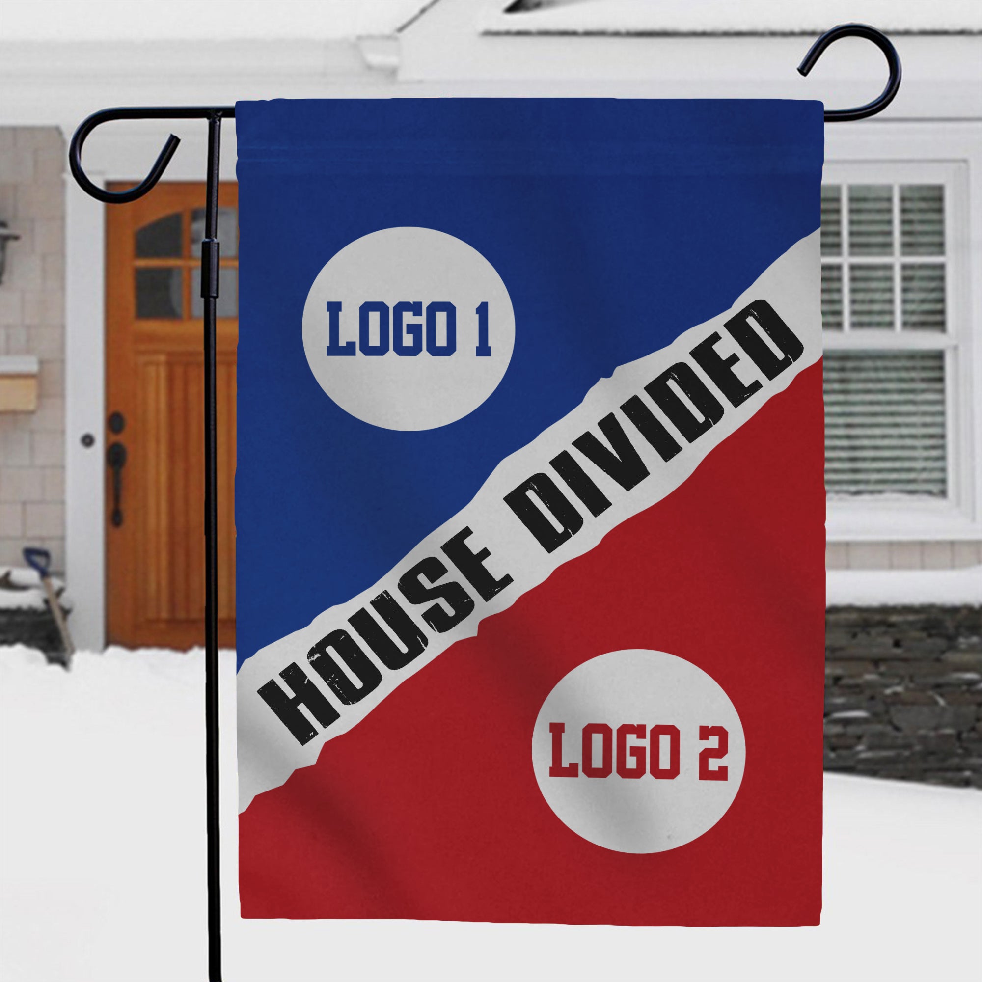 Personalized House Divided Flag | Custom Team Garden Flag - view 4, custom embroidered by Intriklo