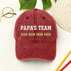 Personalized Papa Team Kids Names Hat | Custom Dad Baseball Cap - view 3, custom embroidered by Intriklo