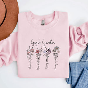 Personalized Gigi Birth Flower Name Sweatshirt Hoodie - view 3, custom embroidered by Intriklo