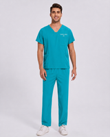 Custom Embroidered Unisex Scrub Set – V-Neck Two Side Pockets Straight-Leg Pants