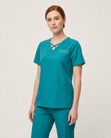 Custom Embroidered Scrub Set with Crisscross V-Neck – Straight Leg Medical Uniform