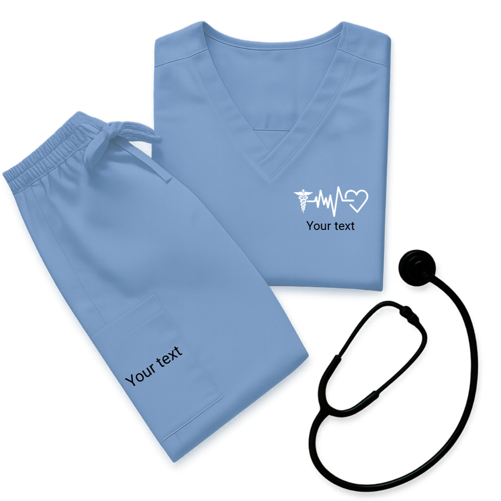 Fully Customized Logo & Text Embroidered Scrubs Set – Medical Uniform