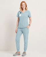 Custom Embroidered Unisex Jogger Scrub Set – V-Neck Medical Uniform with Cargo Pocket