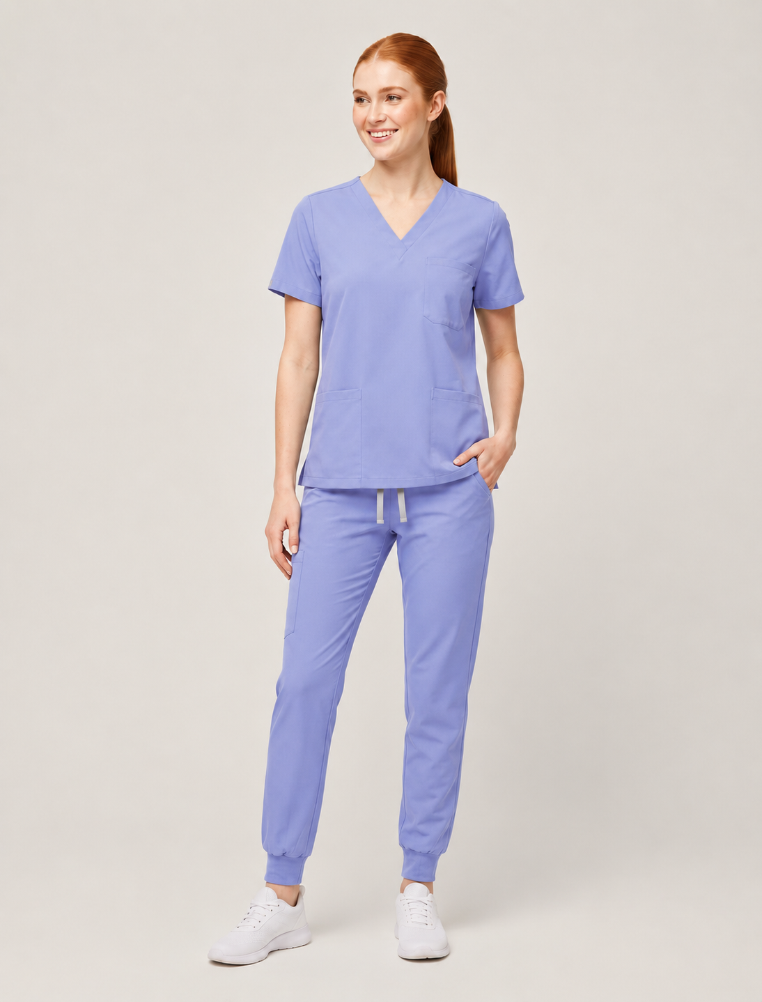 Custom Embroidered Unisex Jogger Scrub Set – V-Neck Personalized Nurse Uniform with Cargo Pants