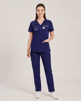 Custom Embroidered Unisex Scrub Set – V-Neck Chest Pocket Multi-Pocket Pants