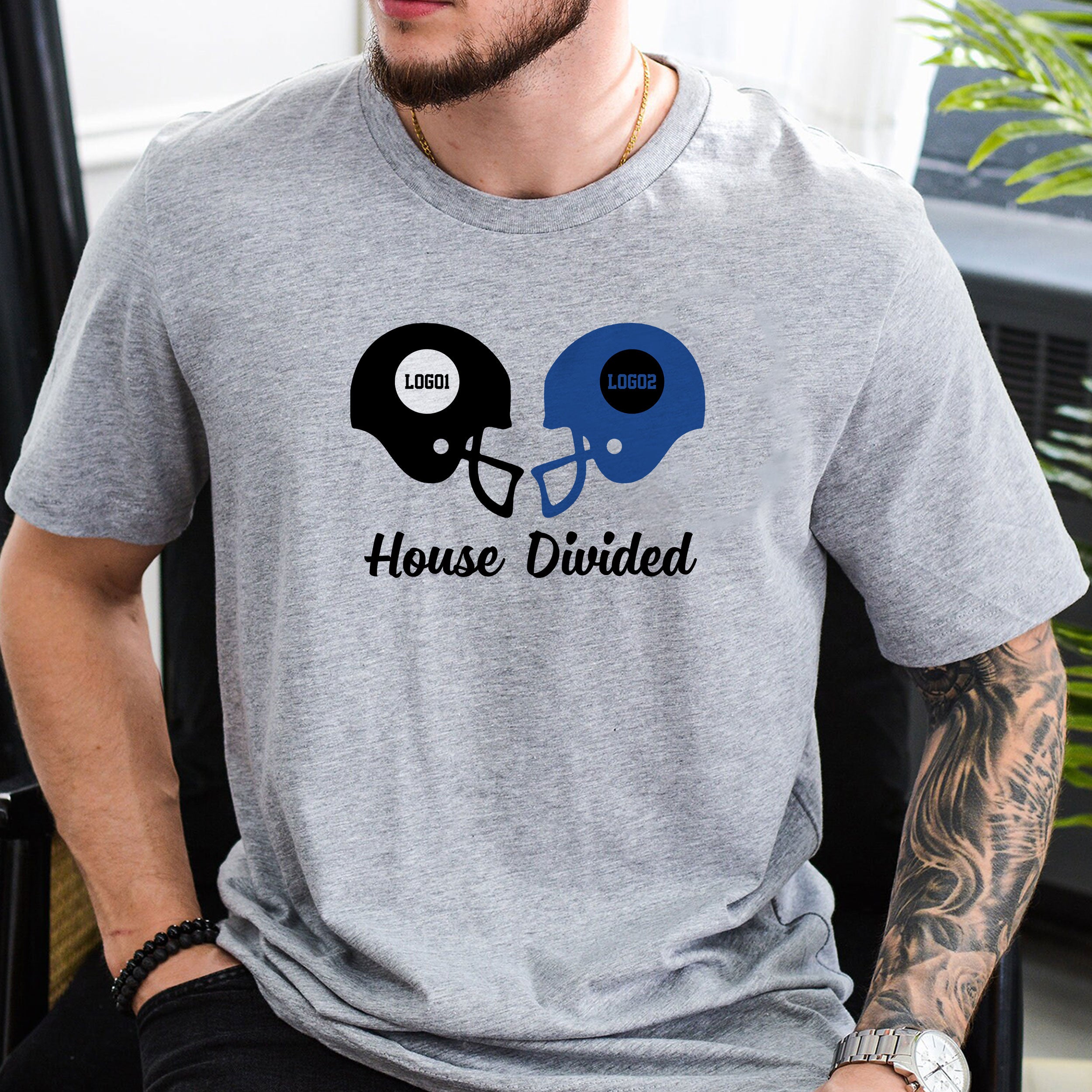 Personalized House Divided Sports Shirt – Any Teams, Any League 5 - view 3, custom embroidered by Intriklo