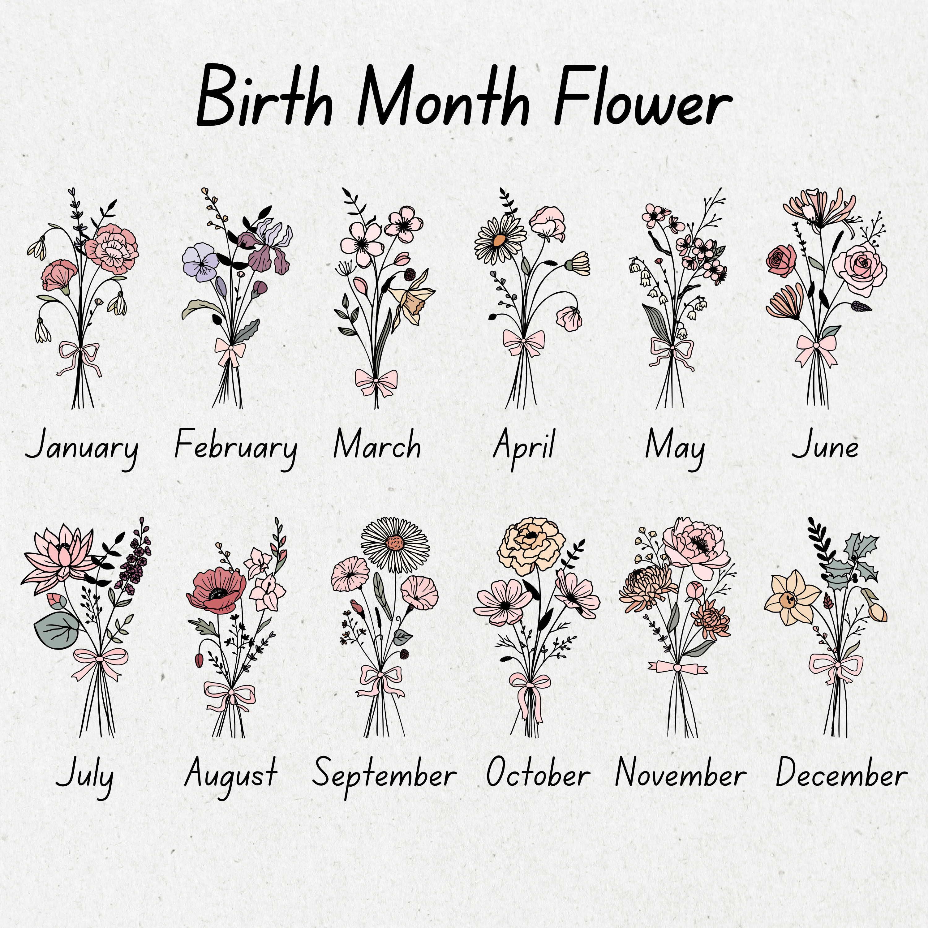 Custom Mom Birth Flower Kids Names Sweatshirt Hoodie - view 8, custom embroidered by Intriklo