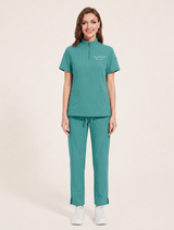 Custom Embroidered Scrub Set with Mock Neck Zip Collar – Straight Leg Healthcare Uniform