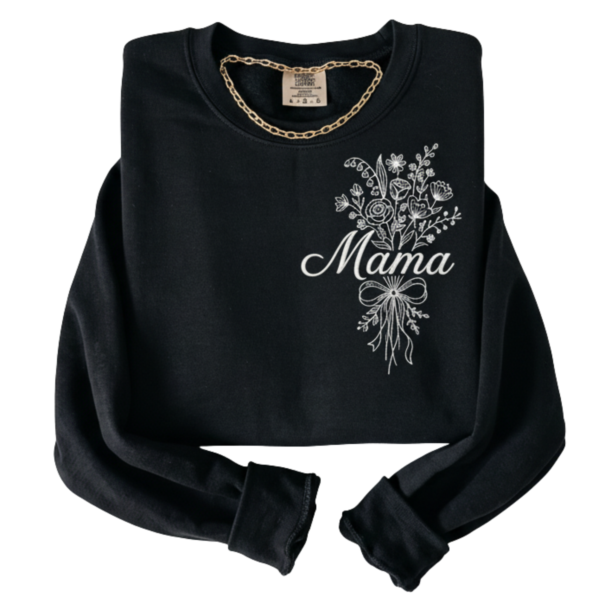 Mama Wildflower Bouquet Embroidered Sweatshirt | Botanical Mom Mother's Day Gift