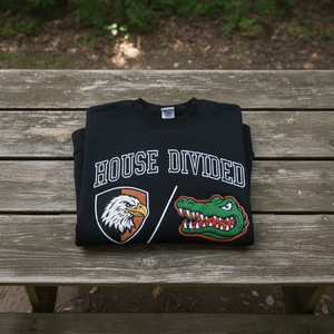 Custom Embroidered House Divided Sweatshirt Hoodie – Personalized Rival Teams 2 - detail view, custom embroidered by Intriklo