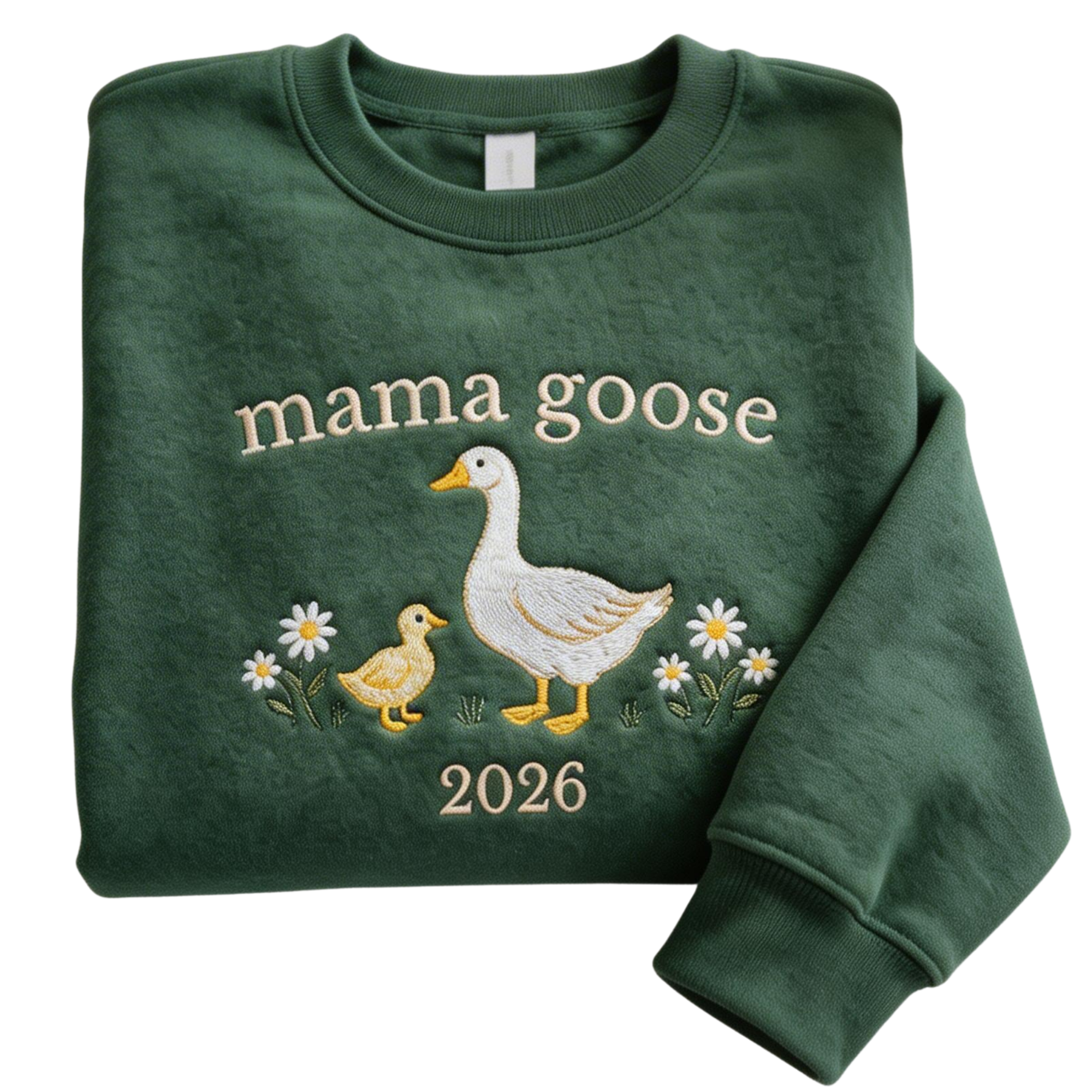 Personalized Mama Goose Embroidered Sweatshirt with Goslings | Cottagecore Mom Gift