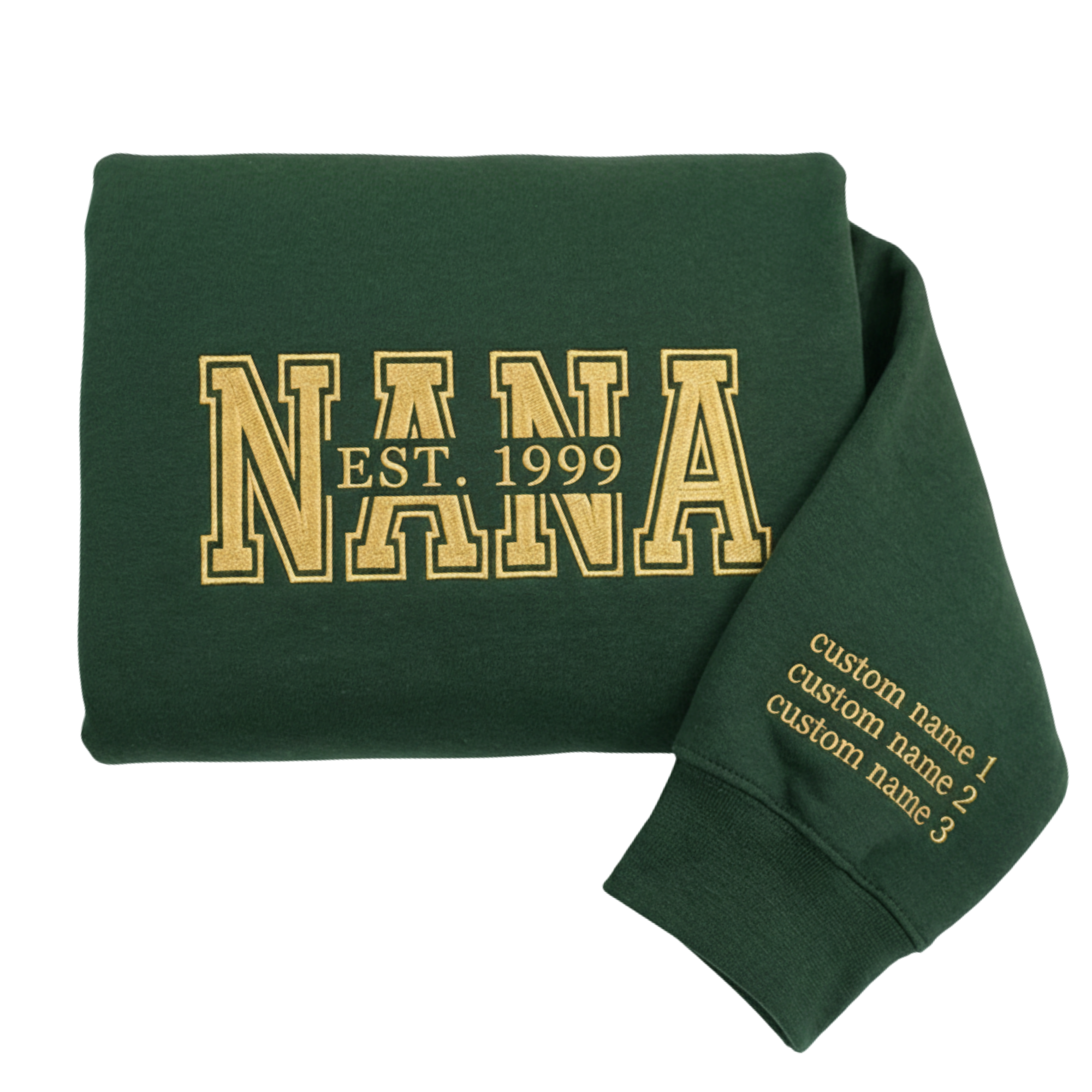 Personalized Nana Est. Year Varsity Embroidered Sweatshirt with Grandkids Names | Nana Gift