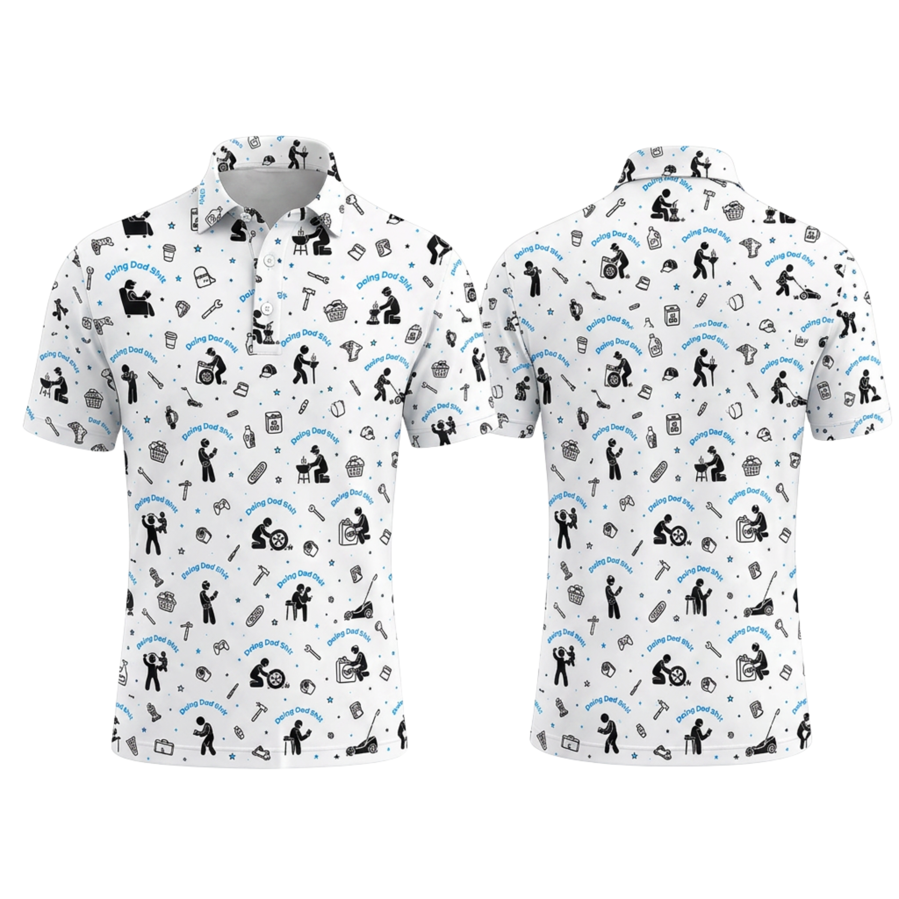 Custom 3D Polo Shirt Doing Dad Stuff – Personalized Funny Dad Chores Pattern Polo, Father's Day Gift