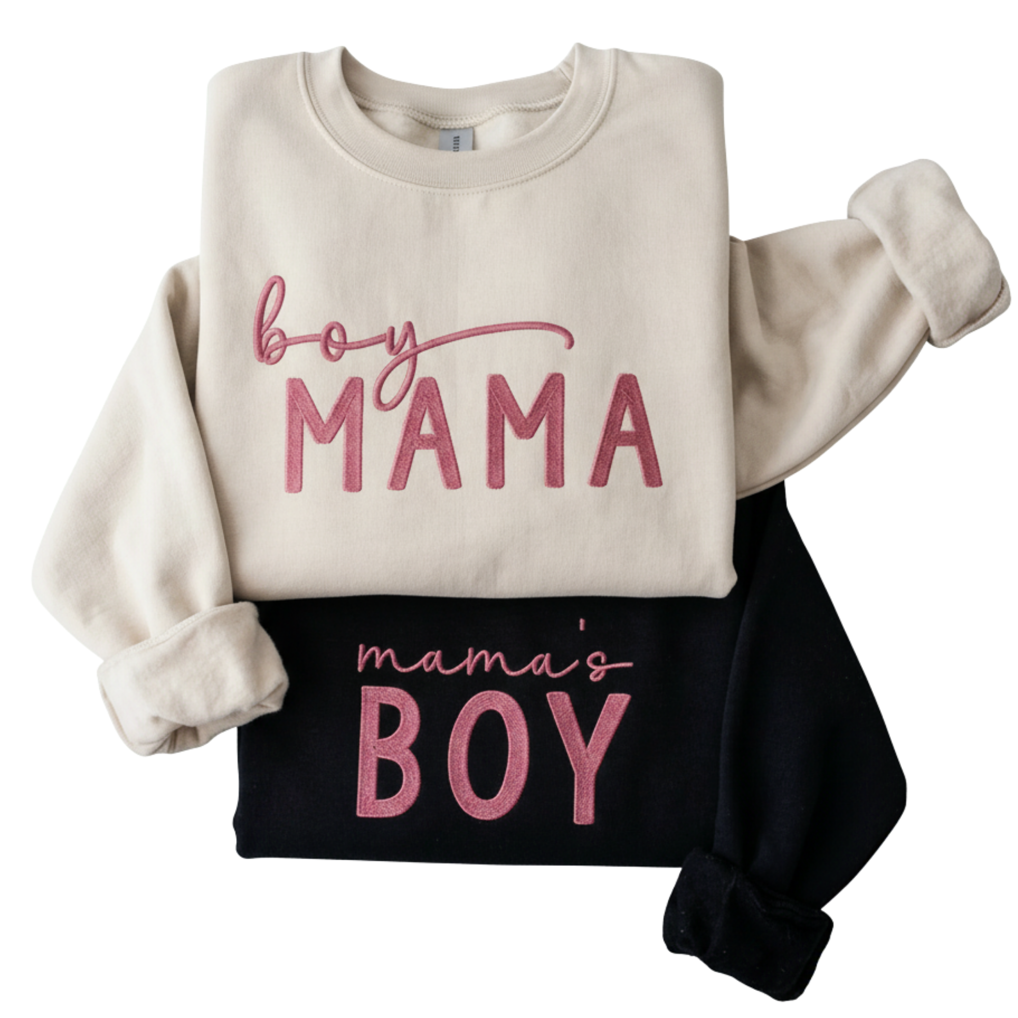 Matching Boy Mama and Mama's Boy Embroidered Sweatshirt Set | Mom Son Mother's Day Gift