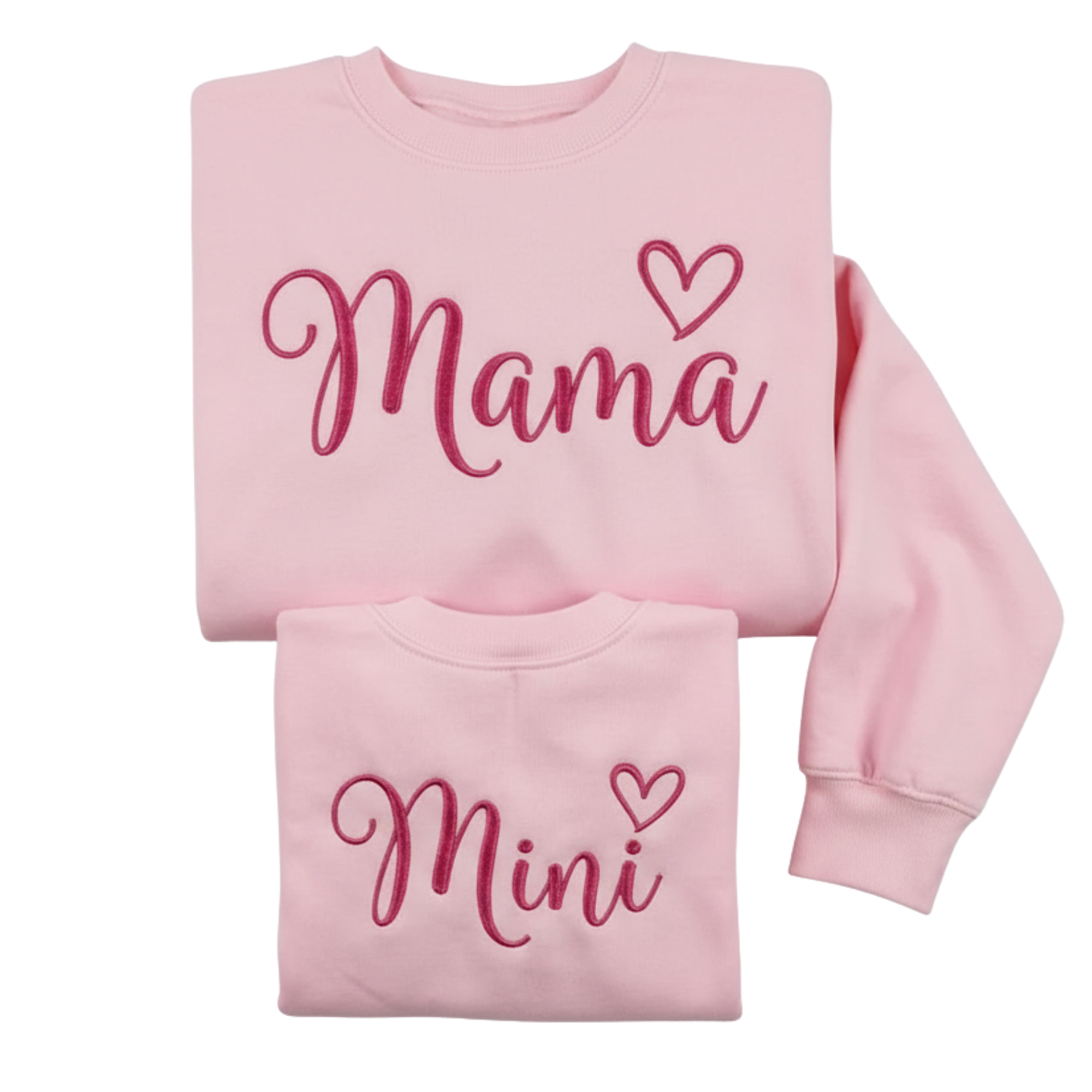 Matching Mama and Mini Embroidered Sweatshirt Set with Hearts | Mommy and Me Mother's Day Gift