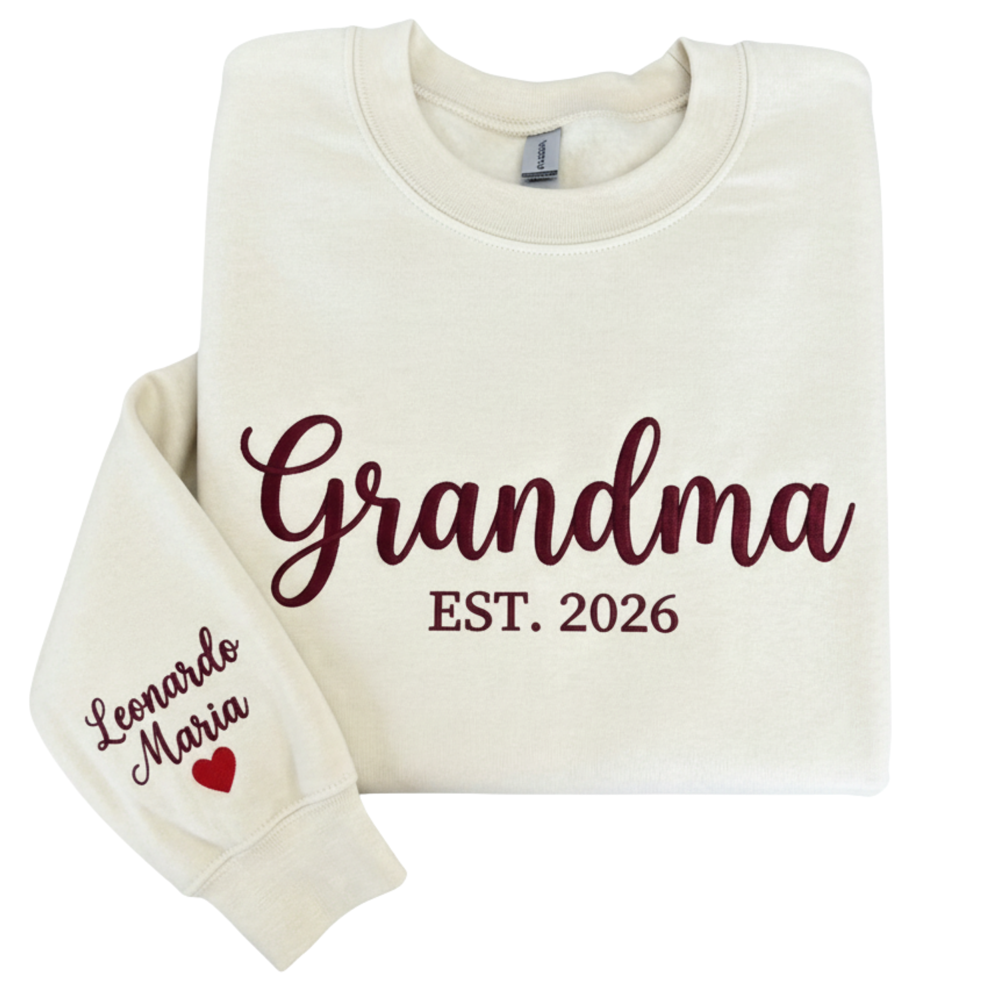 Custom Grandma Est. Year Embroidered Sweatshirt with Grandkids Names | Mother's Day Grandma Gift