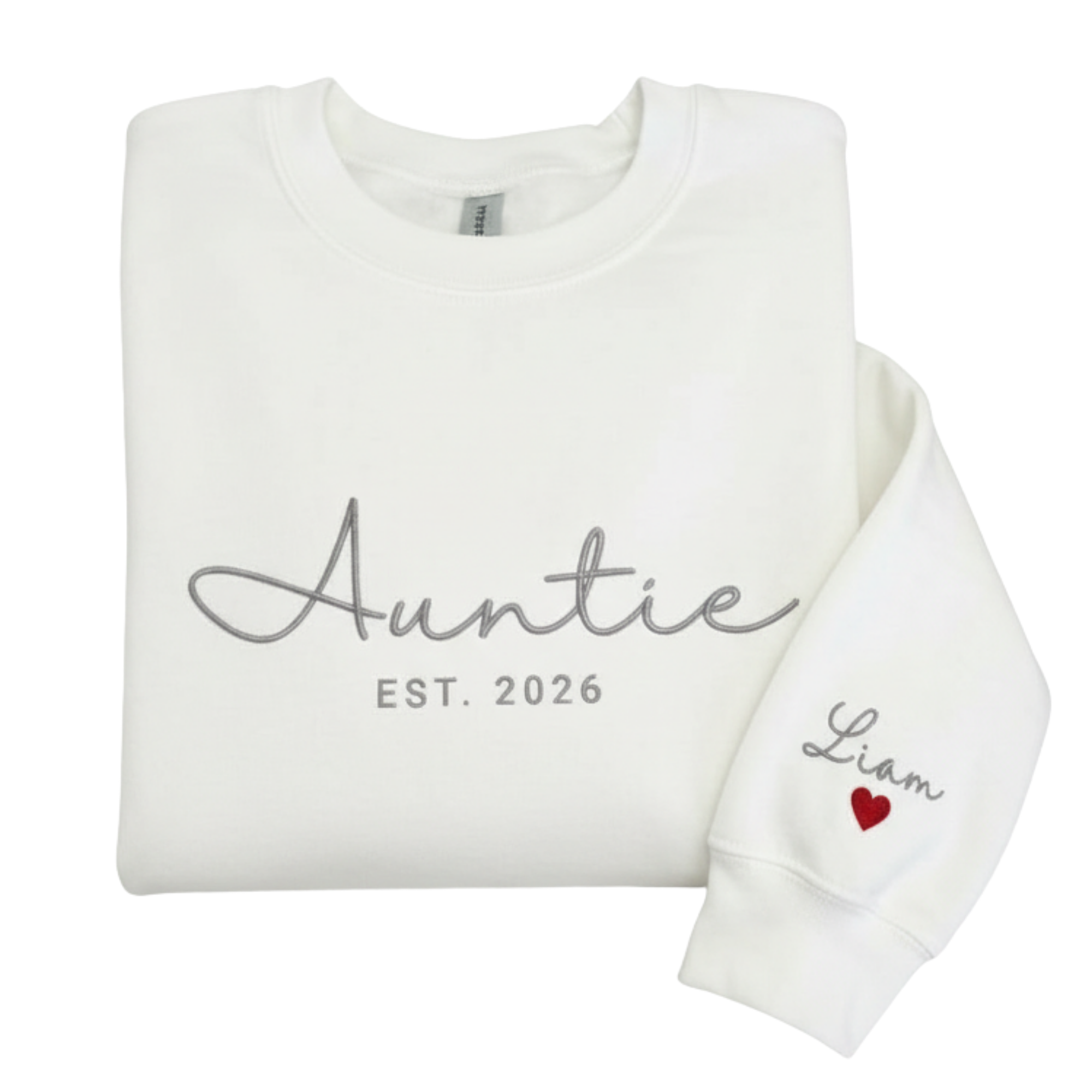 Personalized Auntie Est. Year Embroidered Sweatshirt with Niece Nephew Names | Auntie Gift