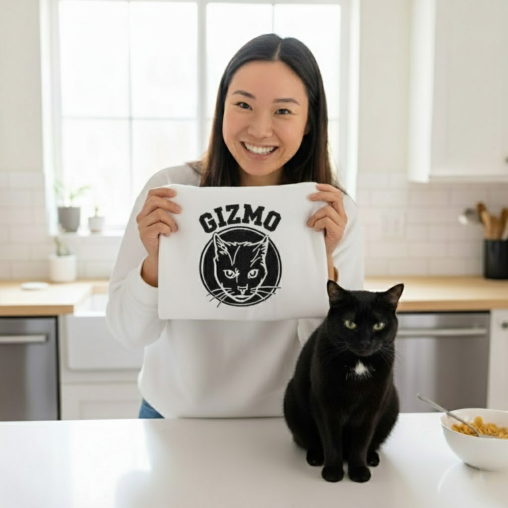 Custom Embroidered Dog Sweatshirt – Personalized with Pet Name & EST Date