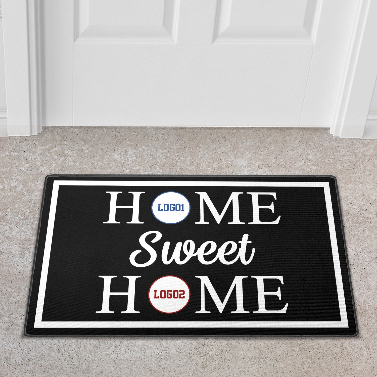 Custom House Divided Doormat | Personalized Sports Mat - view 3, custom embroidered by Intriklo