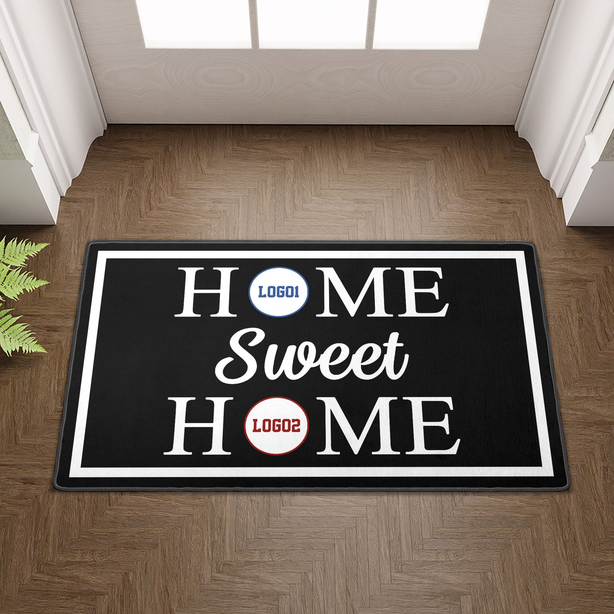 Custom House Divided Doormat | Personalized Sports Mat - view 4, custom embroidered by Intriklo
