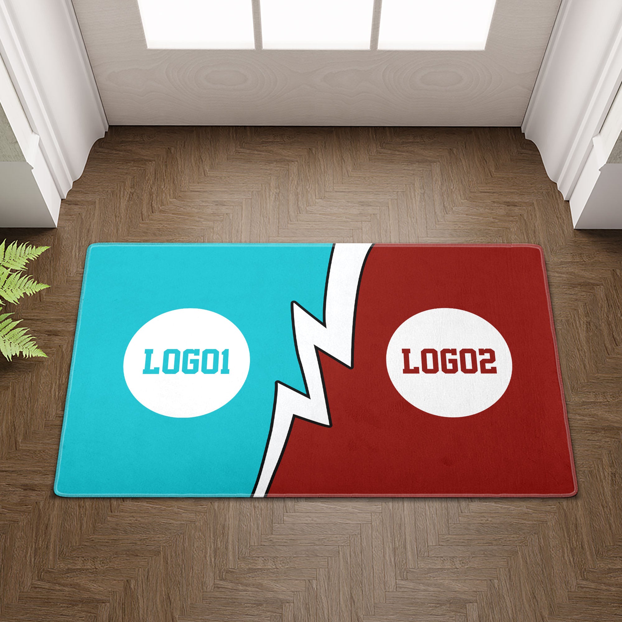 Custom House Divided Doormat | Personalized Sports Mat 4 - view 4, custom embroidered by Intriklo