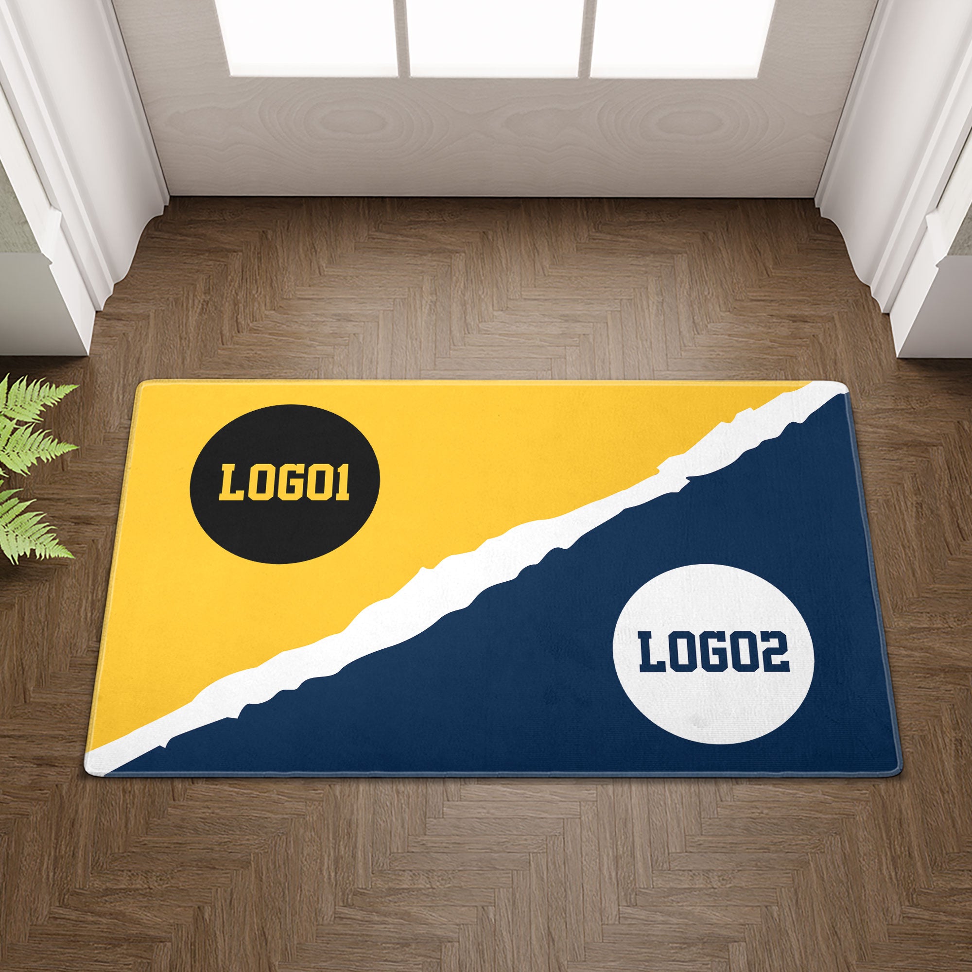 Custom House Divided Doormat | Personalized Sports Mat 5 - detail view, custom embroidered by Intriklo