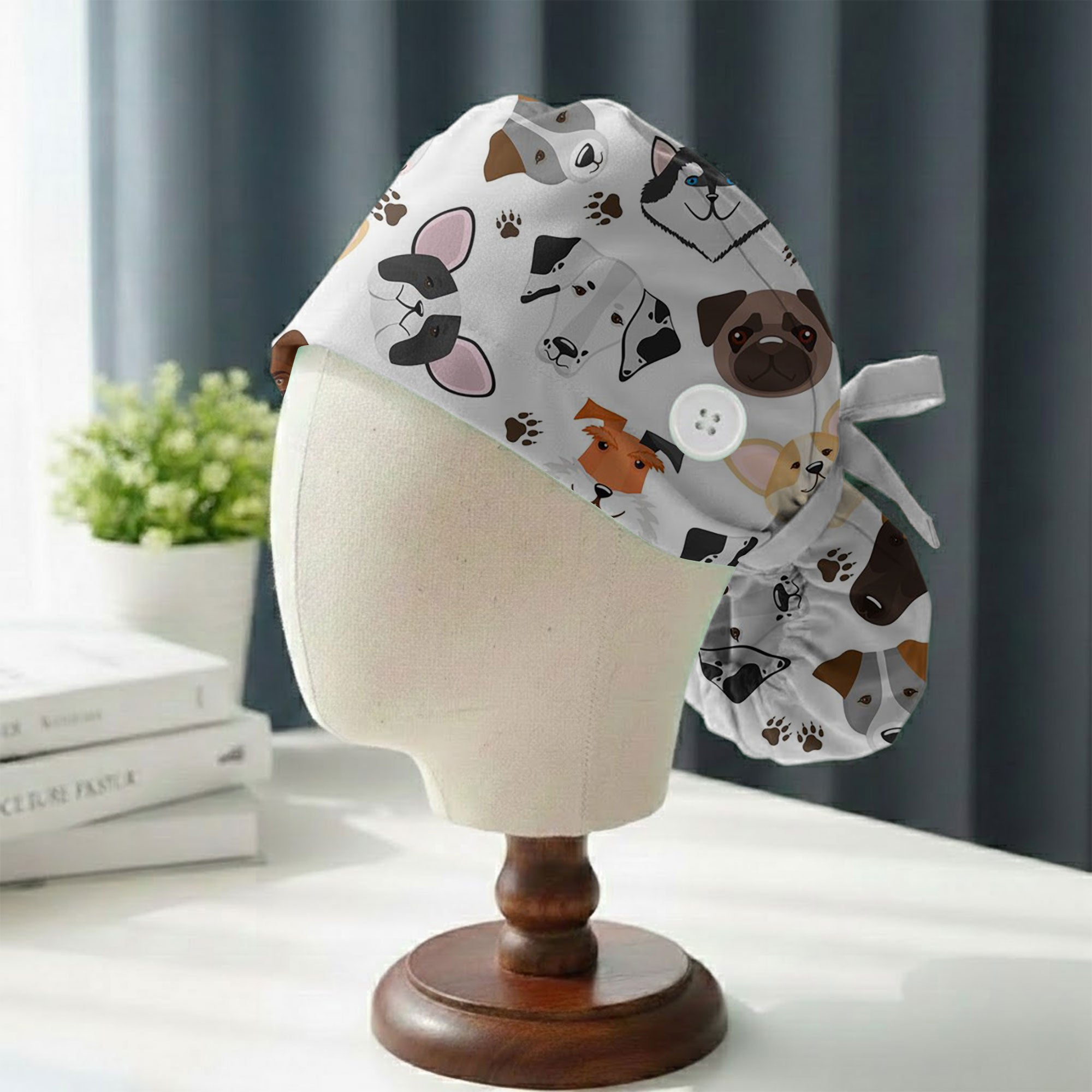 Mixed Dog Breed Printed Scrub Cap for Vet Lovers