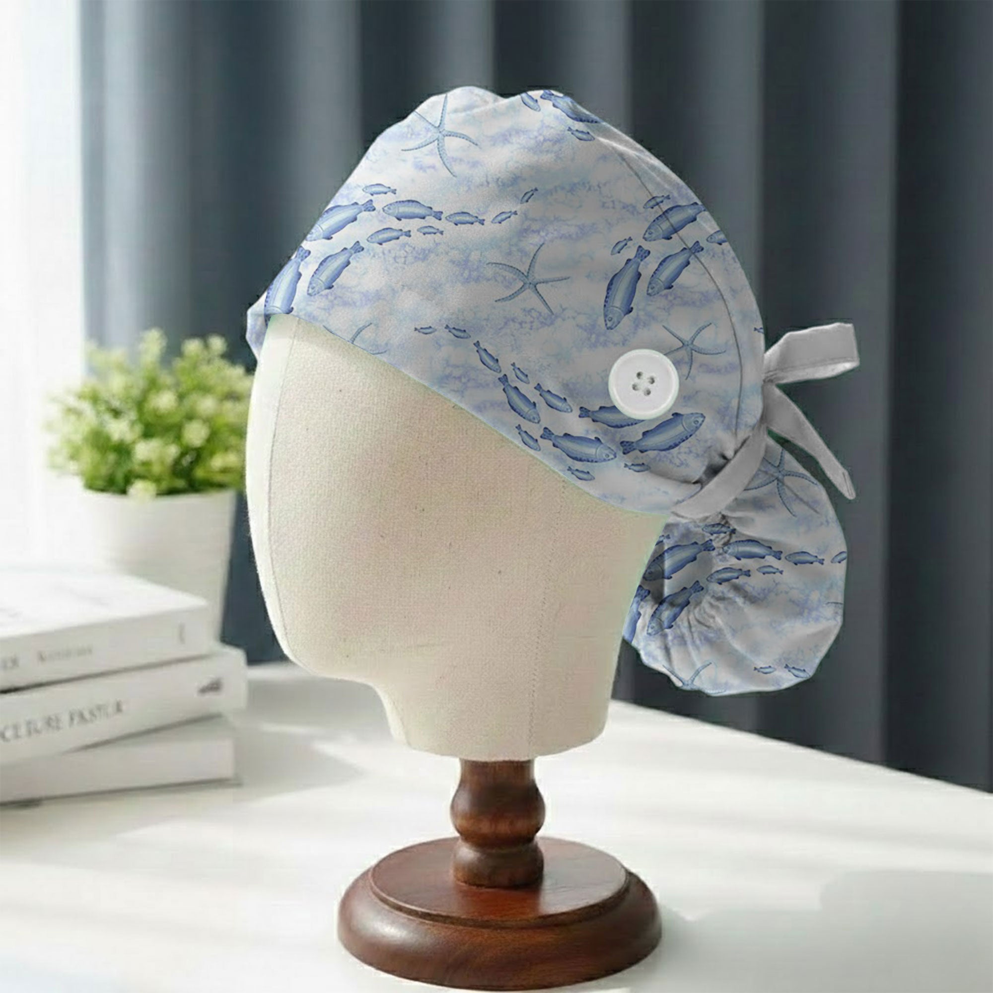 Coastal Fish School Printed Scrub Cap for Medical Staff